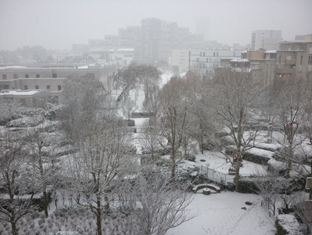 Paris (Pháp) bị ảnh hưởng nghiêm trọng do giá rét và băng tuyết, nhiệt độ ở một số vùng cũng đã xuống dưới mức 0°C. Hiện nay, tuyết không còn rơi nhưng đã phủ dày quanh trụ sở FPT EU, đặc biệt có nơi tuyết rơi dày tới 15cm.