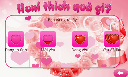 Giao diện bắt mắt của ứng dụng Honi thích quà gì.