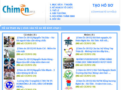 Trang web vicongdong.vn là nơi tiếp nhận hồ sơ tham gia giải Chim Én.