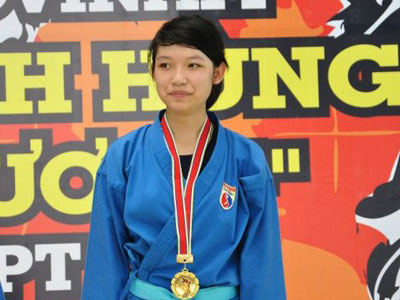 Là con gái nhưng Thảo thích học võ để rèn luyện sức khỏe và xả stress sau giờ học tập mệt mỏi. Ảnh: NVCC.