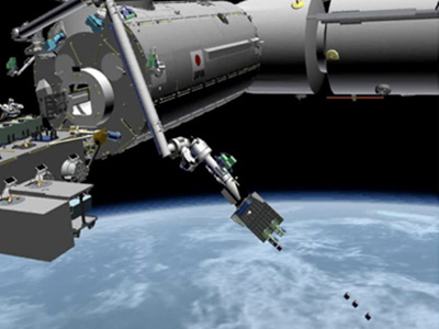 Vệ tinh F-1 dự kiến được thả ra ngoài vũ trụ từ trạm ISS vào lúc 23h20 đến 23h40 ngày 27/9. Ảnh: JAXA.
