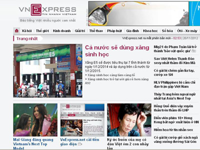 Giao diện mới của VnExpress.net. Ảnh: C.T.