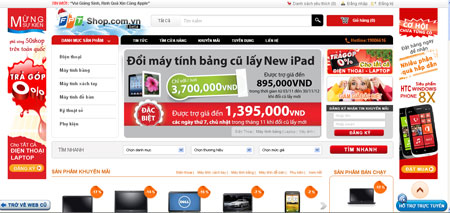 Giao diện web mới của FPT Shop.com.vn sẽ ra mắt vào 3/1/2013. Ảnh chụp từ màn hình.
