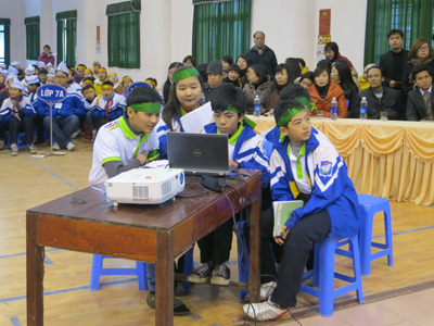 Chương trình tổ chức tại Phú Thọ thu hút 450 học sinh tham gia. Ảnh: Minh Tuấn.