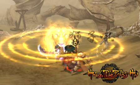 Chiêu thức Sư tử hống của Kim Mao Sư Vương Tạ Tốn trogn Hoành Tảo Thiên Hạ. Ảnh: FPT Online.