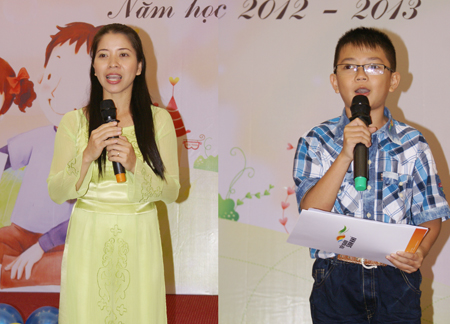 Chị Vân Hải và cậu bé Nguyễn Thái Phúc tạo nên cặp bài trùng