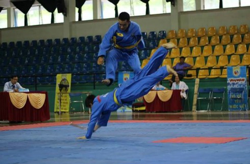 Đặc biệt, các đòn chém quét, chém triệt, chỏ triệt (lực tay và chân đánh cùng lúc nhưng nghịch chiều), triệt ngã (lực tay và lực chân đánh cùng lúc và cùng chiều) cùng các thế quặp cổ (bất ngờ tung ra khi đối phương bất cẩn, lảo đảo…) trong hệ thống đòn chân cơ bản được sử dụng để đánh ngã đối phương cũng là một đặc trưng kỹ thuật quan trọng của Vovinam.