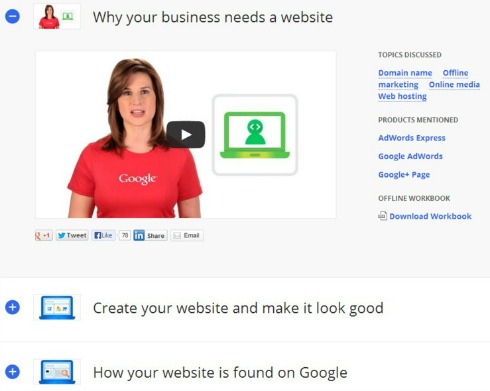 Get Your Business Online is Google's initiative to get more local businesses on the web, in an effort to boost the local economy as well as help small businesses grow. The initiative also encourages people to get other businesses online, with an end goal of reaching every local business in America. There are also listings for events and lessons. The free service also includes hosting for one year.