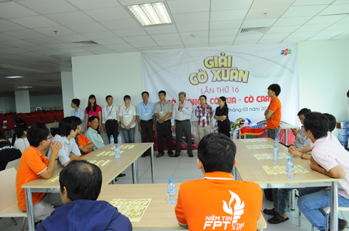 9h sáng nay, khoảng 50 kỳ thủ FPT HCM đã tham dự lễ khai mạc tại tầng 5, tòa nhà FPT Tân Thuận.