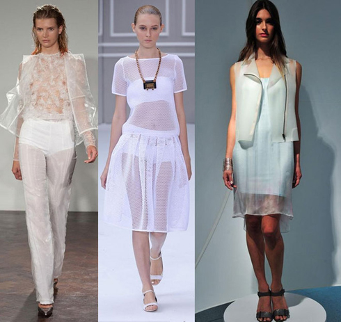 Trang phục vải sheer thiết kế nhiều lớp cũng là một trong những xu hướng thuộc trào lưu xuyên thấu của năm nay. Ưu điểm của nó là cho phép người mặc có thể điều chỉnh độ trong suốt của trang phục tùy vào số lớp vải, hoặc tùy đặc điểm của chất vải, từ sheer lưới cho đến sheer mờ đục.