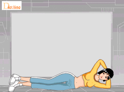 Động tác 6: Nằm lên sàn trong tư thế nghiêng người, giữ nguyên nửa dưới cơ thể, hai tay vẫn đan vào nhau đặt sau đầu rồi nhấc nửa trên lên xuống nhịp nhàng 20 lần.