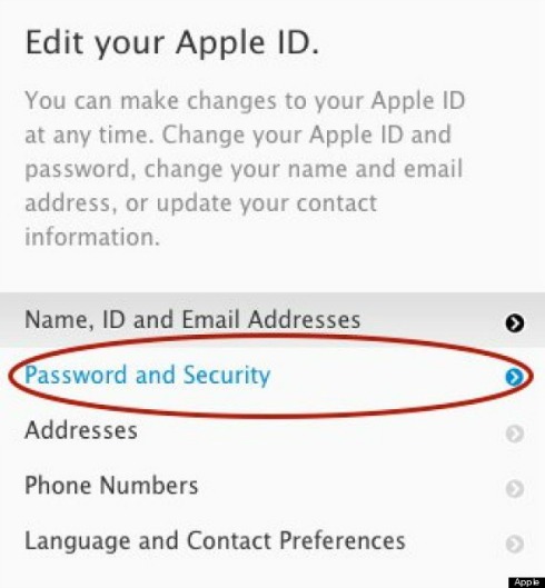 Chọn tiếp Click Password and Security.