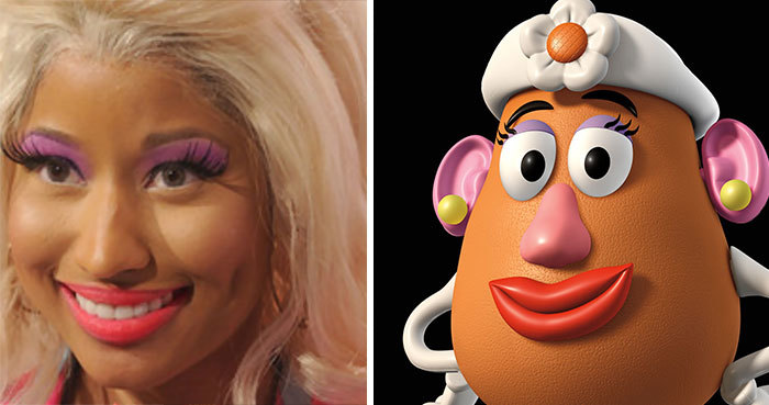 <p class="Normal"> Nicky Minaj và Mrs. Potato Head trong "Câu chuyện đồ chơi" (Toy Story).</p>