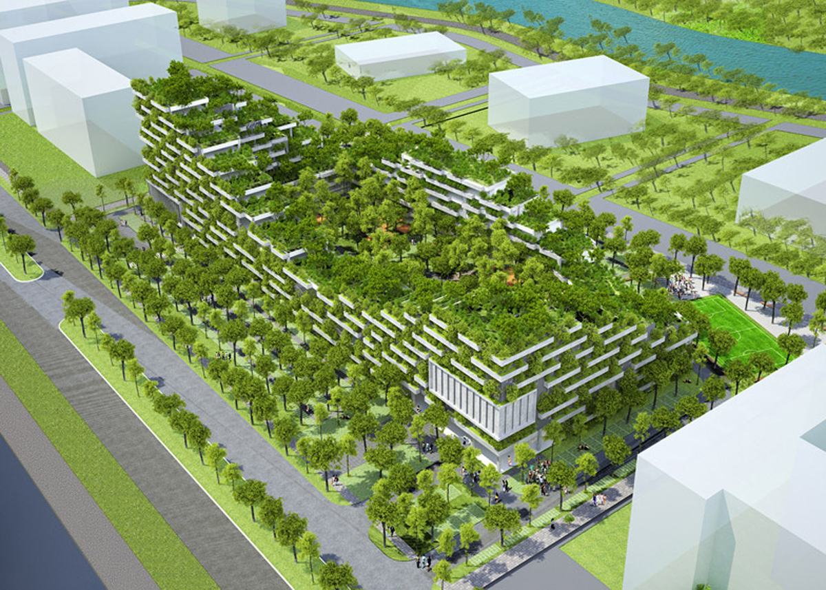 <p> Theo Dezeen, Công ty Võ Trọng Nghĩa Architects đã công bố thiết kế kiến trúc của ĐH FPT chuẩn bị xây dựng tại TP HCM. Điểm nhấn của kiến trúc này là những mái nhà, ban công và khuôn viên được phủ đầy cây xanh.</p>