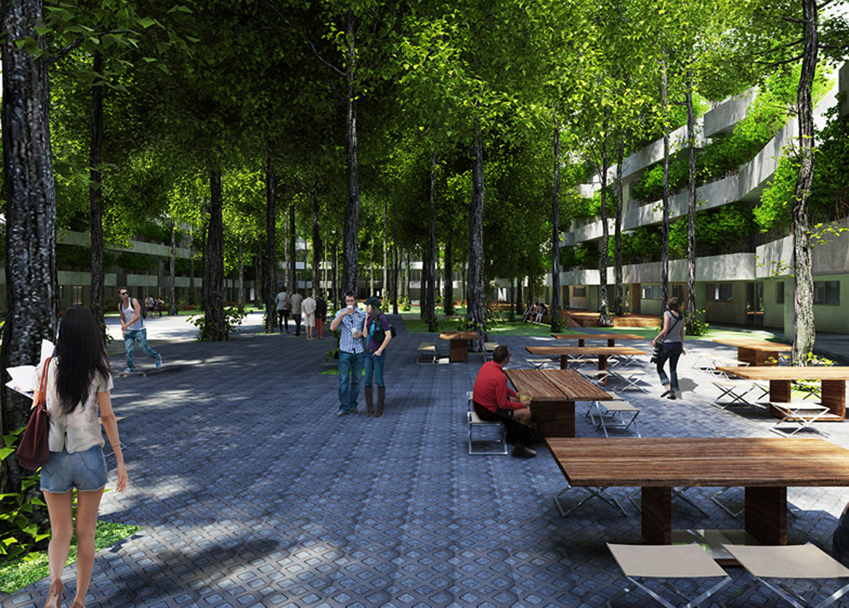 <p> Các kiến trúc sư cho rằng, cây xanh sẽ tạo bóng mát và cải thiện chất lượng không khí, giảm việc phụ thuộc vào những cỗ máy điều hòa không khí. Cùng với đó sẽ tạo nên những không gian ngoài trời thoáng đạt, thích hợp cho những cuộc gặp gỡ, ăn trưa hoặc những sự kiện có sức chứa đến 5.000 sinh viên.</p>