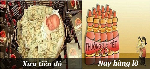 <p> Tết xưa sếp thưởng tiền đô. Tết nay sếp thưởng hàng lô về dùng.</p>