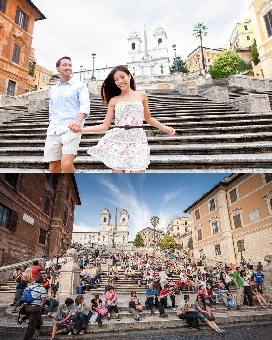 <p> Hẹn hò trên những bậc thang Tây Ban Nha ở Italy với "một nửa".</p>