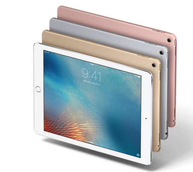 <p class="Normal" style="text-align:justify;"> iPad Pro 9,7 inch có thêm màu vàng hồng dành cho những người yêu thích màu sắc này kể từ khi Apple giới thiệu khi ra mắt iPhone 6S, trong khi iPad Pro 12,9 inch chỉ có ba màu là bạc, xám và vàng.</p>
