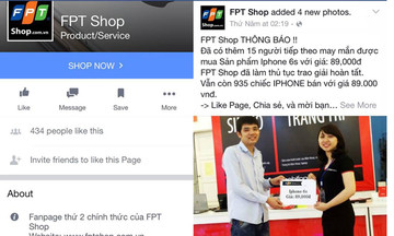 Xuất hiện fanpage giả mạo FPT Shop