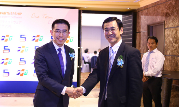 TGĐ FPT Software Hoàng Việt Anh và ông Kawano trong tiệc kỷ niệm sinh nhật 5 năm quan hệ hợp tác.
