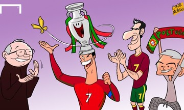Tranh biếm họa hành trình Bồ Đào Nha vô địch Euro