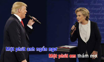 'Ngập lời' với ảnh chế Trump - Clinton hát karaoke tranh cử