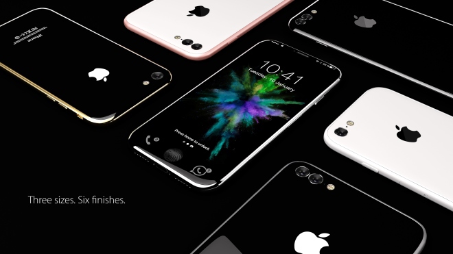 <p class="Normal" style="text-align:justify;"> iPhone 8 có thể sẽ có tới 6 màu, nhưng có thiết kế hoàn toàn mới. Abovergleich cho rằng mặt kính phía sau iPhone có thể tùy biến màu sắc theo những cách khác nhau, không cần thiết phải đồng bộ màu với khung viền như trên iPhone 7.</p>