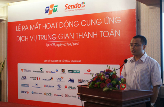 Ông Trần Hải Linh, GĐ Sàn thương mại điện tử Sendo.vn phát biểu trong buổi lễ ra mắt ví điện tử FPT.