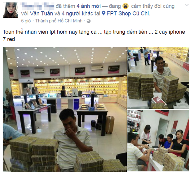Nhân viên cửa hàng chia sẻ hình ảnh về trường hợp "hy hữu" trên mạng Facebook.