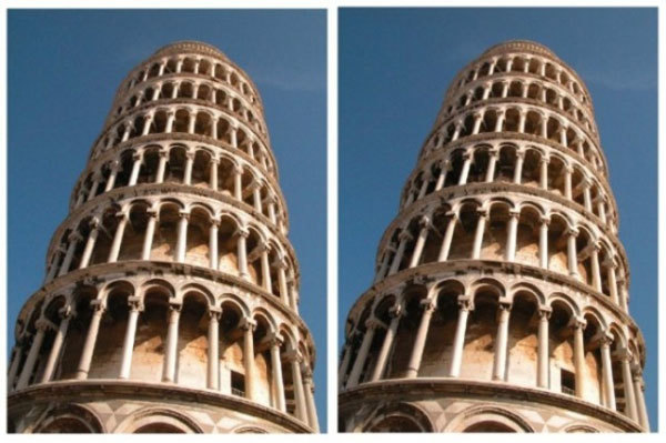 <p class="Normal" style="text-align:justify;"> Thoạt nhìn, tháp bên phải dường như nghiêng ở một góc độ lớn hơn góc trái, nhưng thực chất 2 hình này giống hệt nhau.</p>