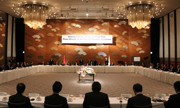 Bữa ăn sáng và làm việc của Thủ tướng với gần 40 doanh nghiệp hàng đầu Nhật Bản.