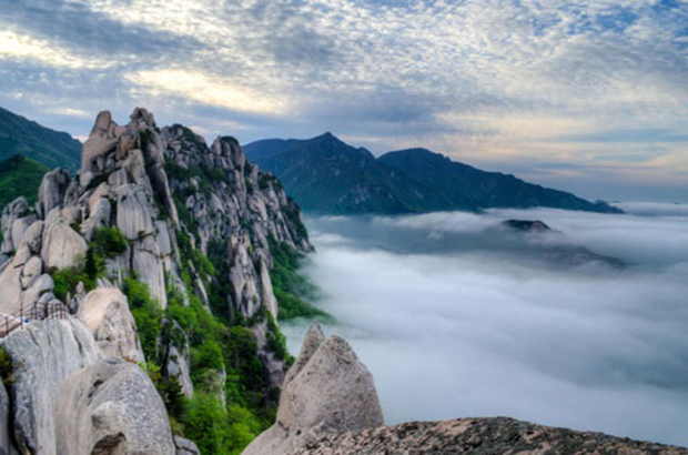<p class="Normal"> <strong>Núi Seorak</strong></p> <p class="Normal"> Núi Seorak là núi cao thứ ba ở Hàn Quốc, nằm tại tỉnh Gangwon ở phía Đông Bắc. Công viên quốc gia Seoraksan là báu vật của du lịch Hàn Quốc với nhiều thắng cảnh nổi bật như cụm núi đá Ulsanbawi với 5 khối đá nằm cạnh nhau, trên đỉnh mỗi khối đều có khe lõm dạng như cái vạc. Ngoài ra còn có Thung Lũng Nghìn Phật, còn gọi là thung lũng Seorak, vì hai bên thung lũng là những dãy núi sắp xếp như hai hàng tượng Phật.</p> <p class="Normal"> Seoraksan có bốn mùa rõ rệt. Mùa nào đến đây, du khách cũng đều ngỡ ngàng trước vẻ kỳ vĩ của thiên nhiên dành tặng cho khu vực này. Vào mùa xuân, núi Seoraksan tràn ngập màu của các loài hoa; mùa hè nổi bật với những thác nước trong xanh; mùa thu với những chiếc lá Tanphung đỏ rực và cả một vùng tuyết phủ kín vào mùa đông.</p> <p class="Normal"> Vào mùa thu, lá thu vàng rực, đỏ thắm làm nên một khung cảnh lãng mạn. Đây cũng là thời điểm thích hợp để những người thích leo núi chinh phục đỉnh Seoraksan. Nếu du khách muốn ngắm nhìn những chiếc lá Tanphung đẹp nhất thì hãy tìm đến thác Shuryumdoong, thác Jangshute… Ngoài ra còn có các suối nước nóng như Chuksan, Ohsek… mà du khách sau một ngày tham quan thấm mệt tìm đến để ngâm mình thư giãn, nghỉ ngơi phục hồi sức khỏe.</p>