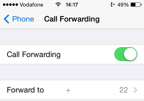 <p class="Normal"> <strong>Chuyển hướng cuộc gọi</strong></p> <p class="Normal"> Call Forwarding cho phép người dùng chuyển hướng cuộc gọi đến một số điện thoại khác được thiết lập trước đó. Bạn có thể cài đặt chuyển hướng trong một số trường hợp như máy bận, tắt máy hay thiết bị mất sóng... Chế độ này được tìm thấy trong phần Settings > Phone > Call Forwarding.</p>