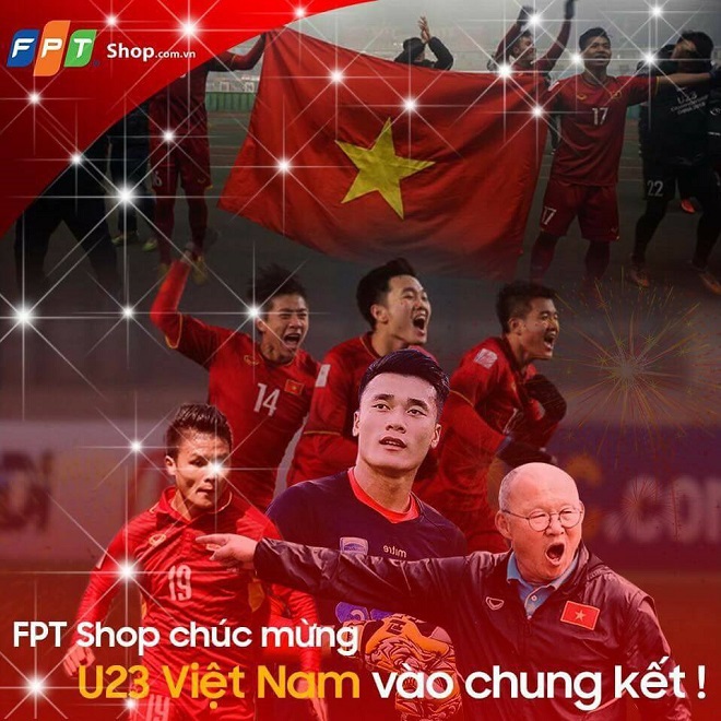 <p style="text-align:justify;"> Anh Trần Đức Thao, FPT Shop, đổi ảnh đại diện với dòng chữ: "FPT Shop chúc mừng U23 Việt Nam vào chung kết". </p>