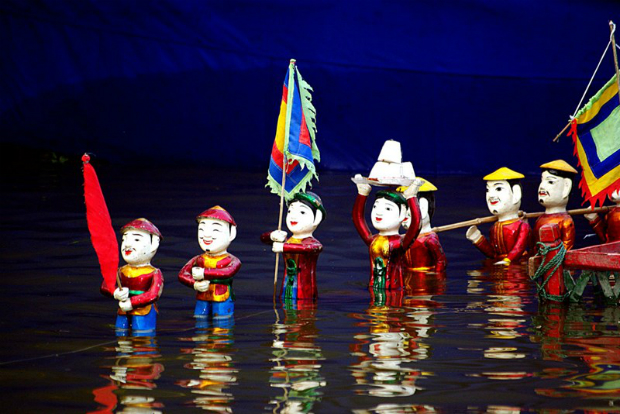 Múa rối nước (hay còn gọi là trò rối nước) là một loại hình nghệ thuật sân khấu dân gian truyền thống độc đáo, ra đời từ nền văn hóa lúa nước. Ảnh: Internet.