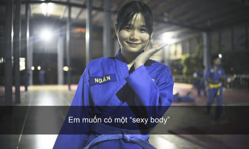 <p> Kim Ngân, K14 khoa Ngôn ngữ Nhật "mê mẩn" Vovinam sau khi trở về từ Xuân Hòa. Cô bạn khẳng định sẽ tập tành nghiêm chỉnh để có một "sexy body". </p>