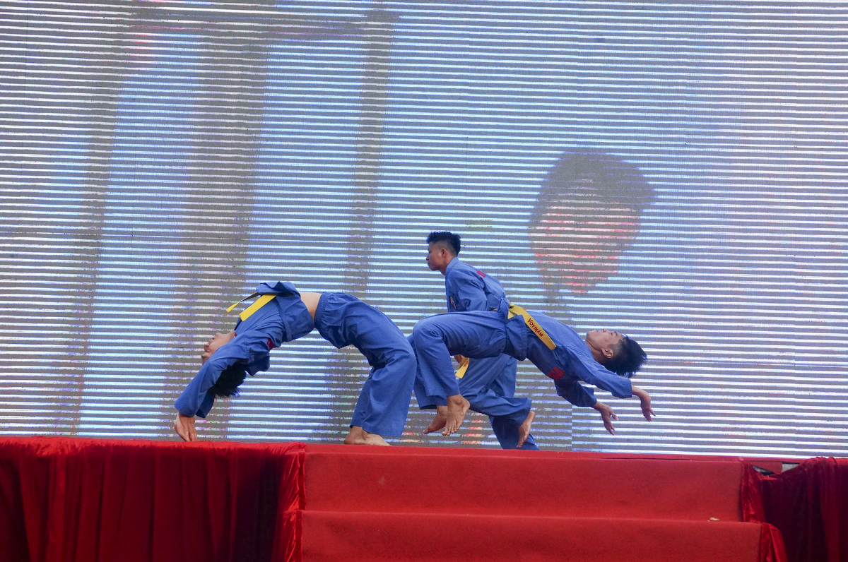 <p> Tại đây, các thành viên đội tuyển Vovinam quốc gia Việt Nam mang đến màn trình diễn "Tinh hoa Việt Nam" thể hiện tinh thần võ đạo đất Việt thuần túy. </p>