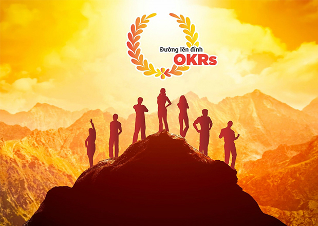 Đường lên đỉnh OKRs 2019 là chương trình thi đua trọng điểm trong năm 2019. Ảnh: FPT Telecom.