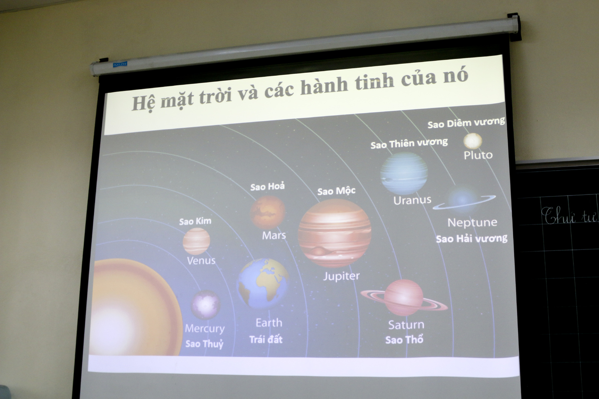 <p class="Normal"> Giờ học "Khoa học và Xã hội" diễn ra tại lớp 3A2 với chủ đề về các hành tinh trong hệ mặt trời. </p>