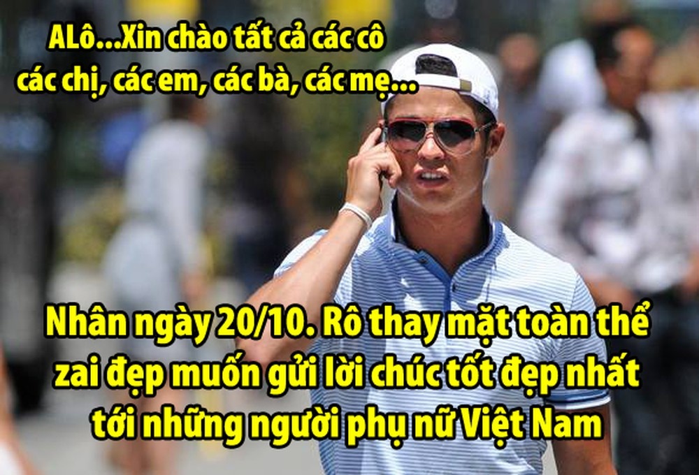 <p class="Normal" style="text-align:justify;"> Siêu sao bóng đá người Bồ Đồ Nha - Cristiano Ronaldo tranh thủ gọi điện chúc mừng ngay Phụ nữ Việt Nam (20/10).</p>