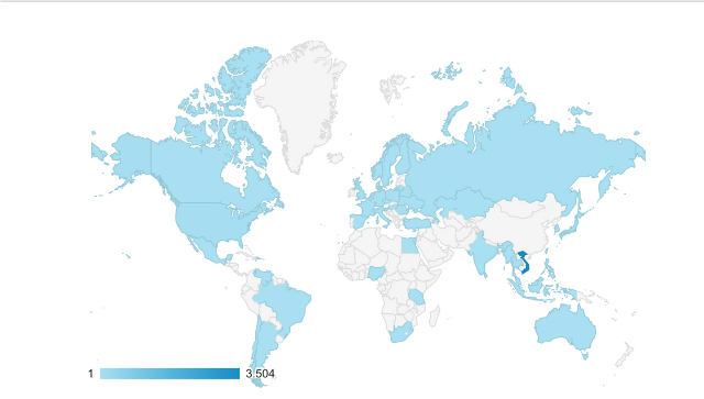 Bảng phân bố người dùng toàn cầu của Codelearn. Ảnh:đvcc