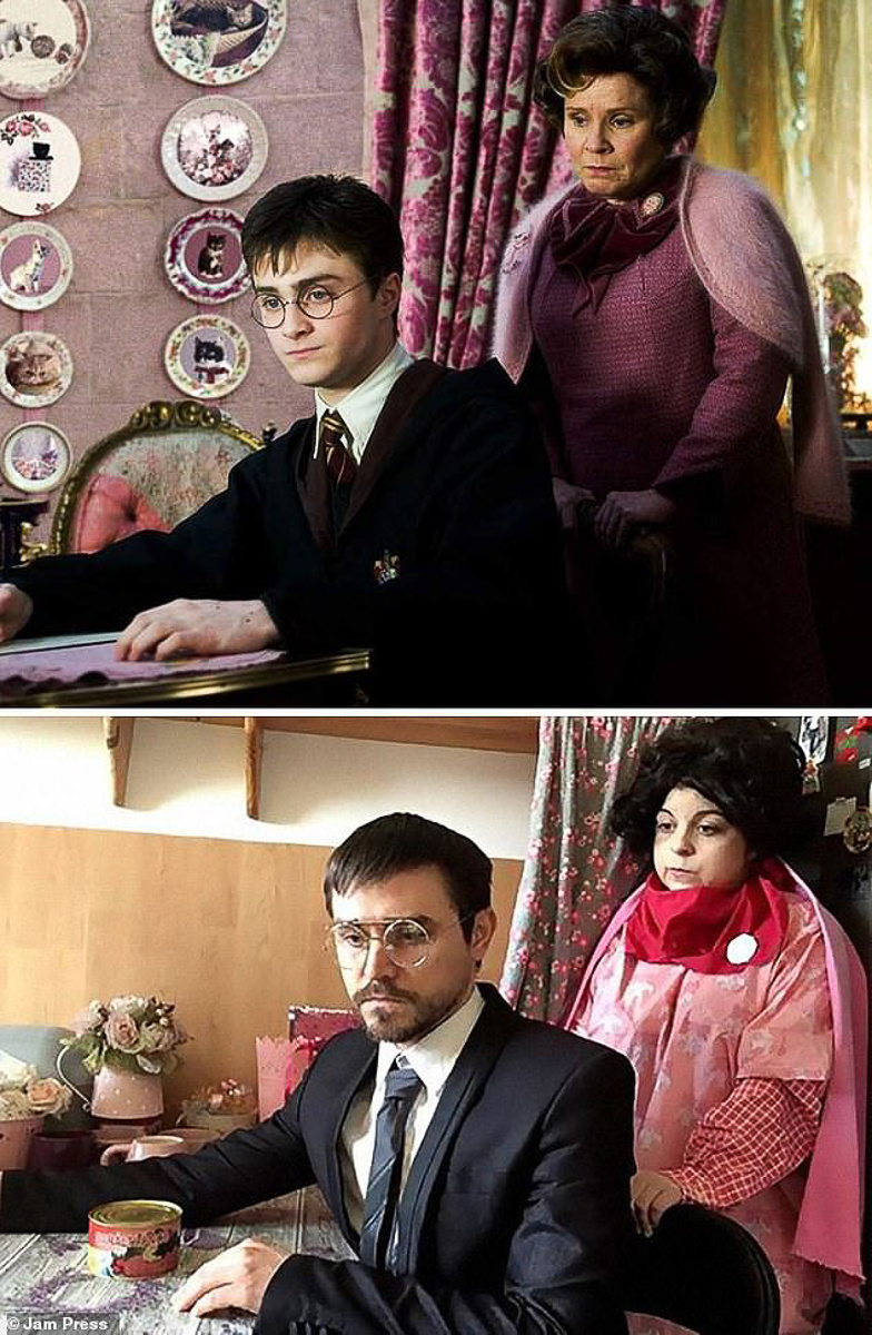 <p> Cảnh Harry Potter và giáo sư Umbridge trong tập Mệnh lệnh phượng hoàng được mô phỏng đầy thần thái.</p>