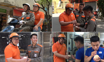 Chủ tịch FPT Telecom đội nắng tặng dừa cho nhân viên