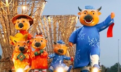 Linh vật trâu vàng mừng Tết Tân Sửu ở các địa phương