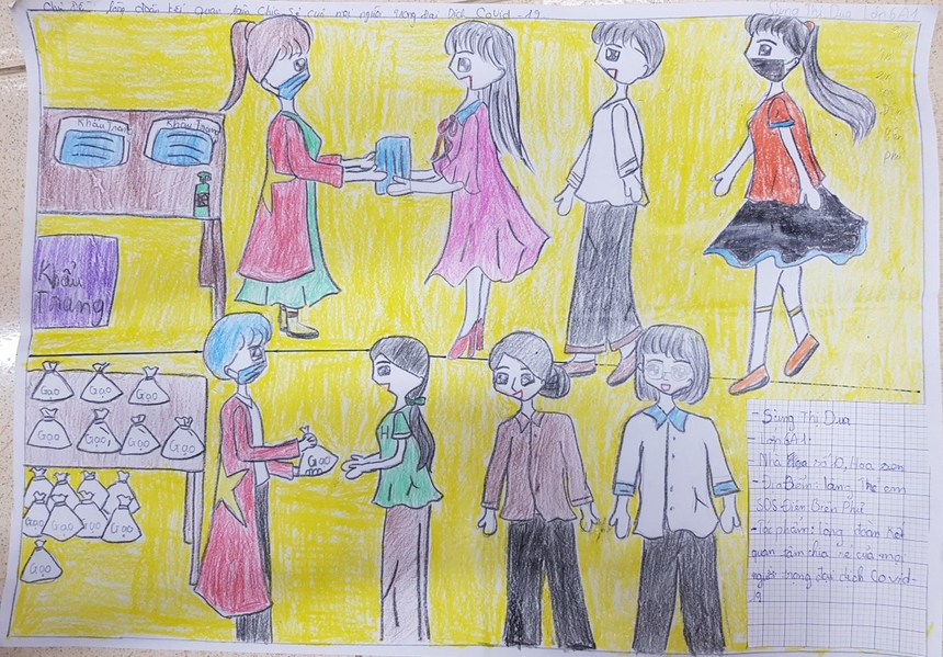 <p class="Normal"> Lòng đoàn kết, quan tâm chia sẻ được Sùng Thị Dua, 11 tuổi, Điện Biên, quan sát và ghi lại, gửi gắm qua hình ảnh những túi gạo nghĩa tình, những chiếc khẩu trang được trao đi miễn phí trong mùa dịch.</p> <p class="Normal"> Mua tại đây <a href="https://vlight.vnexpress.net/doan-ket-chong-lai-covid-279372">https://vlight.vnexpress.net/doan-ket-chong-lai-covid-279372</a></p>