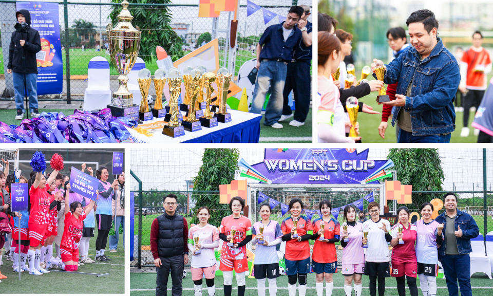 <p class="Normal" style="text-align:justify;"> Tương tự mùa giải trước, FPT Women’s Cup 2024 cũng có cơ cấu giải thưởng phong phú, hấp dẫn. Ngoài các hạng mục chính ở nhánh Cup vàng và Cup bạc, năm nay BTC còn có thêm một số giải phụ thú vị như: Công chúa bong bóng &lpar;Hoa khôi&rpar;, Nữ hoàng phá lưới, Nữ hoàng thủng lưới &lpar;dành cho tập thể&rpar; hay Trang phục thi đấu ấn tượng nhất.</p> <p class="Normal" style="text-align:justify;"> Trong khuôn khổ lễ khai mạc, đại diện BTC trao kỷ niệm chương cho đội trưởng các đội bóng, với mong muốn các nữ nhân FPT hết mình vì màu cờ sắc áo của đơn vị mình và để lại dấu ấn đẹp tại FPT Women’s Cup năm nay.</p>