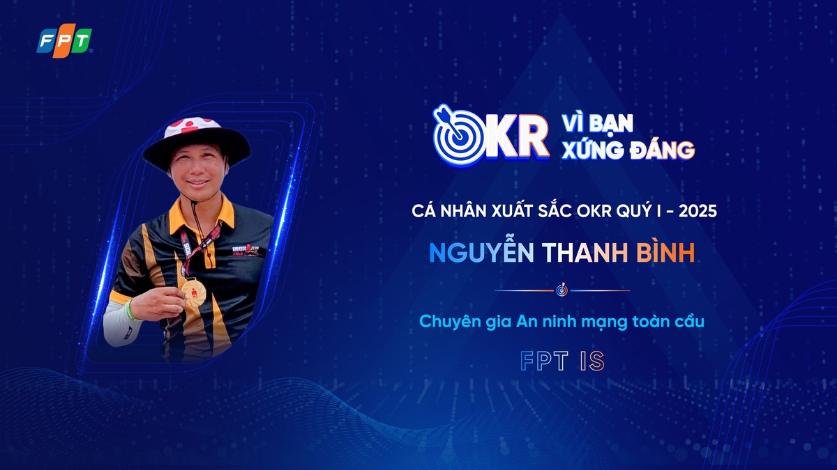 <p class="Normal" style="text-align:justify;"> Chỉ với thời gian ngắn chuẩn bị trong 3 tháng đầu năm, <strong>anh Nguyễn Thanh Bình - Chuyên gia Tư vấn An ninh mạng toàn cầu thuộc FPT IS </strong>đã đảm nhận thành công vai trò đại diện đơn vị tại các sự kiện quan trọng tầm quốc gia. Anh chủ động nghiên cứu kỹ lưỡng Công ước Hà Nội về phòng chống tội phạm mạng và pháp lý liên quan, phối hợp chặt chẽ với Bộ Ngoại giao để đưa ra những luận điểm sắc bén khi tham gia talkshow trên VTV2, góp phần nâng cao vị thế chuyên môn của FPT IS trong lĩnh vực an ninh mạng.</p> <p class="Normal" style="text-align:justify;"> Cùng lúc đó, anh Bình còn đại diện công ty tham dự giải thưởng Sao Khuê và xuất sắc lọt Top 10. Thành công này đến từ việc chuẩn bị kỹ lưỡng nội dung thuyết trình, nghiên cứu sâu sắc các dịch vụ và nội hàm kỹ thuật, qua đó trả lời nhanh chóng, đầy đủ, xác đáng các câu hỏi của BGK. </p>