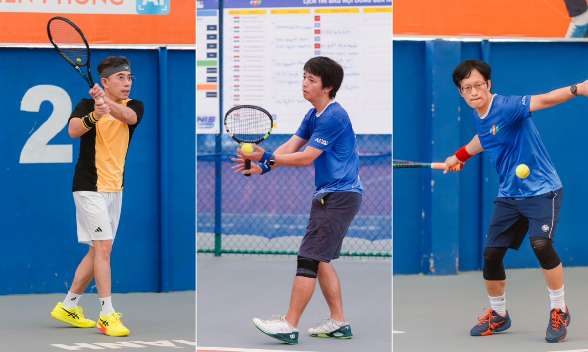 <p class="Normal" style="text-align:justify;"> Anh Araki Kan &lpar;ảnh giữa&rpar; người Nhật Bản, đến từ Nhà Phần mềm khu vực Đà Nẵng. Anh cho biết tham gia vì được đồng nghiệp rủ rê, dù gặp khó khăn về ngôn ngữ do không nói tiếng Việt. Tuy vậy, với đặc thù môn quần vợt không cần giao tiếp quá nhiều, anh vẫn thi đấu thoải mái và cùng đồng đội giành giải Ba bảng Series A và giải Lửa Mới.</p>