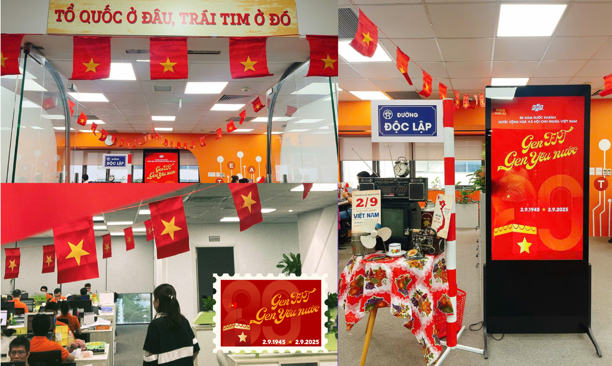 <p class="Normal" dir="ltr" style="text-align:justify;"> Năm nay, Synnex FPT có phần decor văn phòng vô cùng ý nghĩa từ khẩu hiệu "Tổ quốc ở đâu, trái tim ở đó" đến việc dựng lại tên đường Độc Lập ở văn phòng. Mỗi người một tay, tất cả cùng đồng lòng để mọi thứ được hoàn tất nhanh chóng. “Đường Độc Lập” gắn với ngày Tết độc lập của đất nước càng làm góc check-in thêm ý nghĩa. Cờ đỏ sao vàng cùng gen FPT - Gen yêu nước của người Synnex FPT sẵn sàng bùng nổ trong dịp Quốc khánh.</p> <p class="Normal" dir="ltr" style="text-align:justify;"> “Đồng nghiệp xung quanh tôi cũng đang rì rầm lên kế hoạch dự lễ diễu binh sắp tới. Riêng tôi thì đã và đang sẵn sàng, cùng con gái góp mặt trong buổi tổng duyệt” - chị Ngô Thị Ngọc Loan &lpar;Synnex FPT&rpar; cho biết.</p>