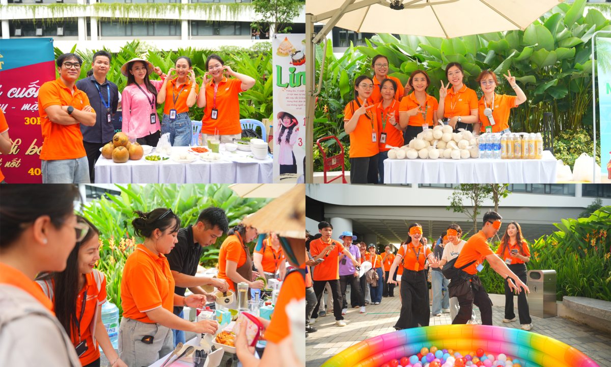 <p class="Normal" dir="ltr" style="text-align:justify;"> Năm nay, FPT có 9 gian hàng của CTTV. Đa phần bán đồ ăn nhanh và các loại nước giải khát. “Chủ nhà” Phần mềm FPT “thầu” 4 gian bán đa dạng đồ ăn từ gỏi cuốn, bánh bò đến các loại nước như matcha, sâm bí đao… Sendo mang đến nông sản miệt vườn. Gian hàng Viễn thông FPT và Giáo dục “không hẹn mà gặp” với cùng loại thức uống là matcha.</p> <p class="Normal" dir="ltr" style="text-align:justify;"> Khi các đơn vị đều chọn bày bán đồ ăn, sản phẩm công ty thì gian hàng của FPT IS chiêu đãi anh em bằng những trò chơi Made by FPT IS như “Bịt mắt bắt vịt” khiến anh em tập trung đông đảo.</p>